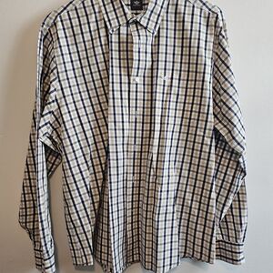 Dockers Navy and White Plaid Button Down Shirt
